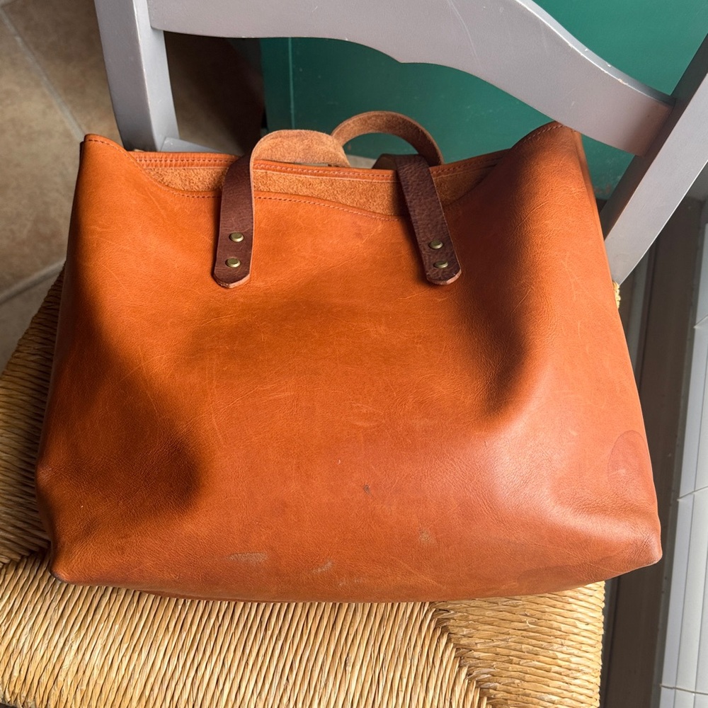 Anthropologie Leather Tote in Cognac Brown - Picture 5 of 13